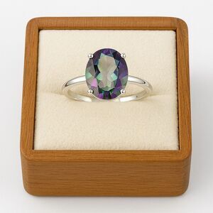 Stunning Natural Mystic Topaz Ring 925 Sterling Silver Oval Cut Gemstone Size 8